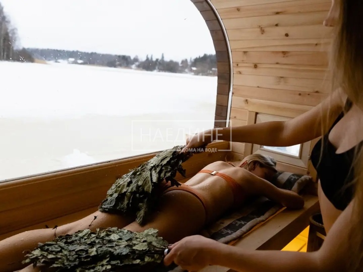 Настоящий пар в арендованной плавучей бане на Вуоксе