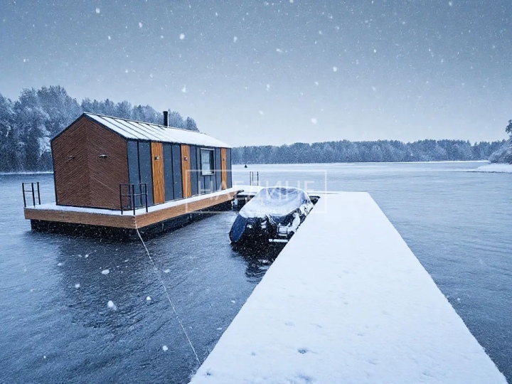 Просторная терраса для отдыха на хаусботе Сила Свободы со стульями | Наедине - дома на воде