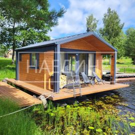 Аренда хаусбота «Сила Вуоксы» – плавучий дом с террасой на озере Вуокса | Наедине - дома на воде